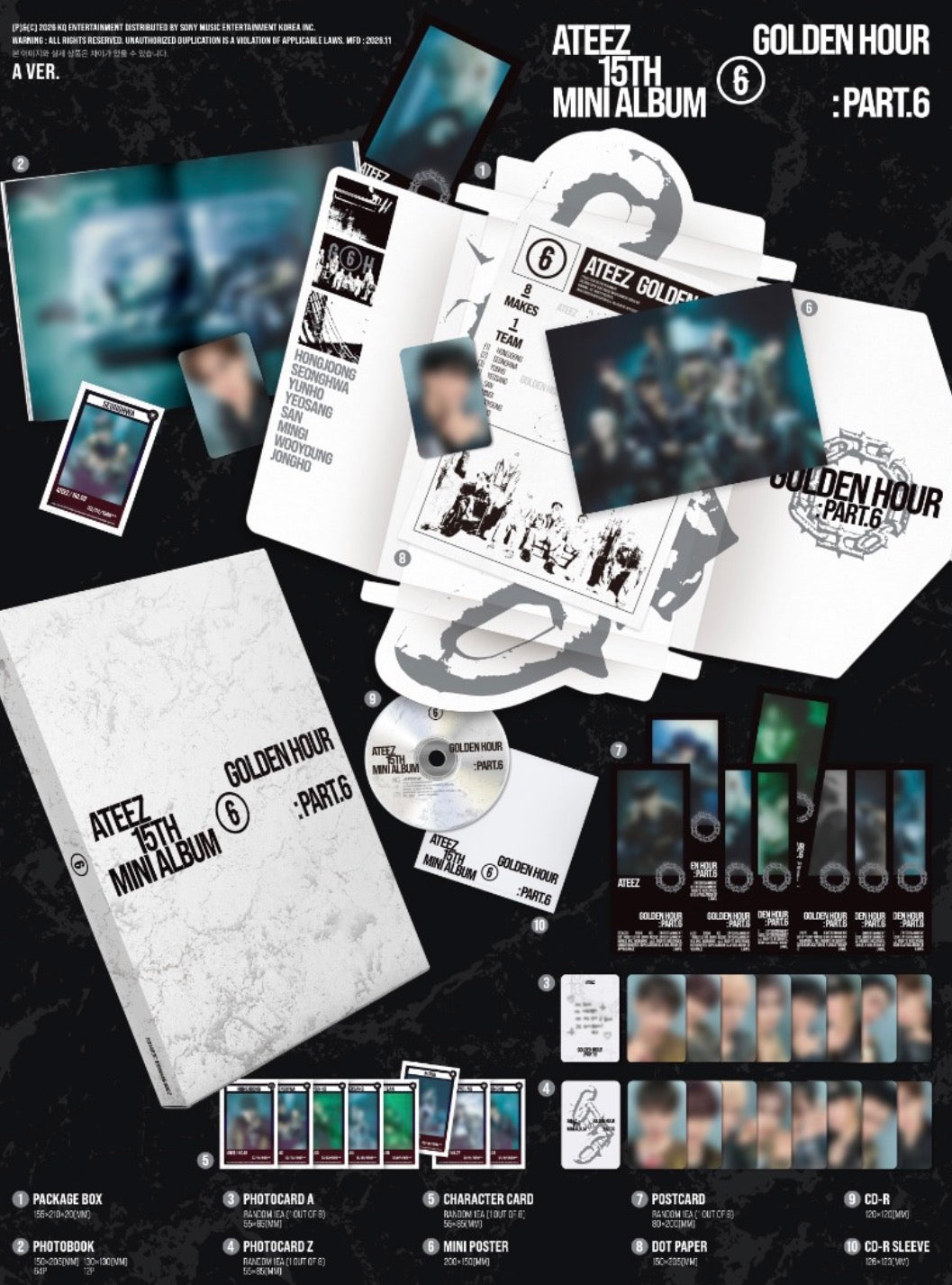 *PRE-ORDER* ATEEZ- 15TH MINI ALBUM [GOLDEN HOUR : Part.6] (A Ver. / DIARY Ver. / Z Ver) Yoolxv.store