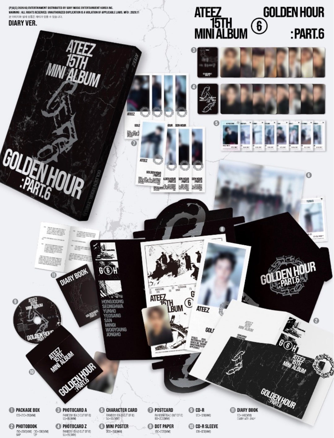 *PRE-ORDER* ATEEZ- 15TH MINI ALBUM [GOLDEN HOUR : Part.6] (A Ver. / DIARY Ver. / Z Ver) Yoolxv.store