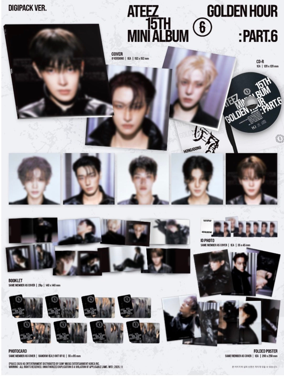 *Pre-Order* ATEEZ - 15th Mini Album [GOLDEN HOUR : Part.6] (DIGIPACK VER.) Yoolxv.store