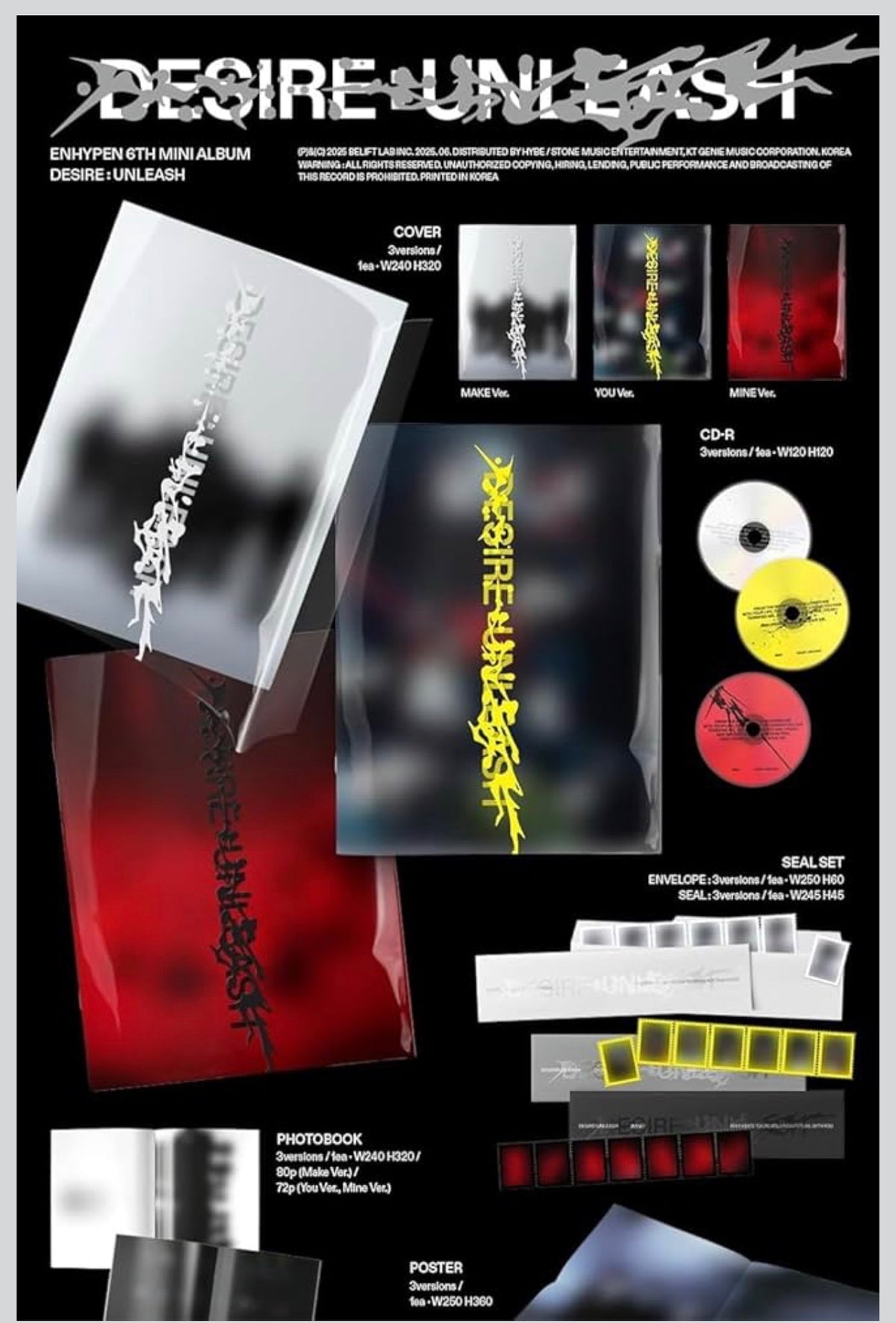 ENHYPEN - [Desire Unleashed] 6th Mini Album (1 Random Ver.) Yoolxv.store