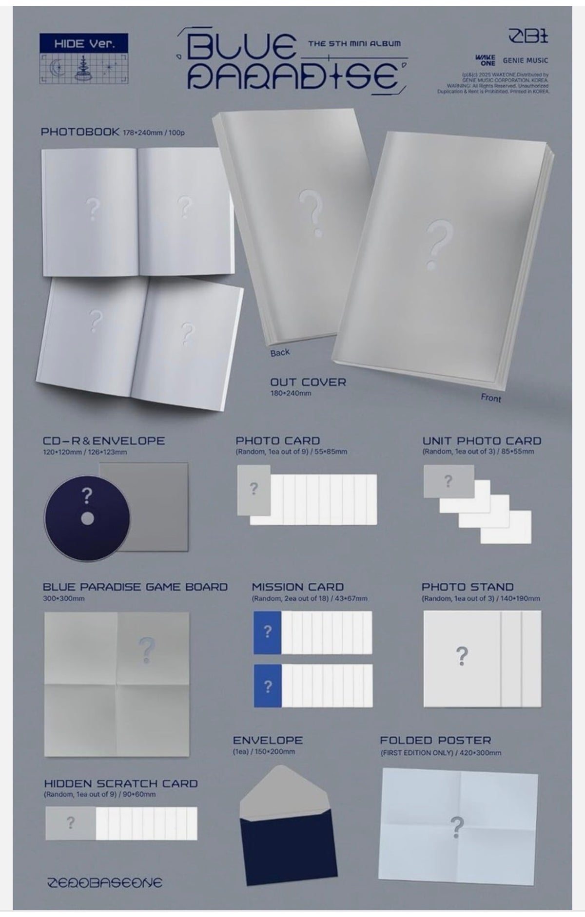 Zerobaseone - [Blue Paradise] 5th mini album (HIDE/SEEK version.) Yoolxv.store