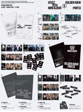 *Pre-Order* ATEEZ- 15TH MINI ALBUM [GOLDEN HOUR : Part.6] (POCAALBUM) (A Ver. / DIARY Ver. / Z Ver.) Yoolxv.store